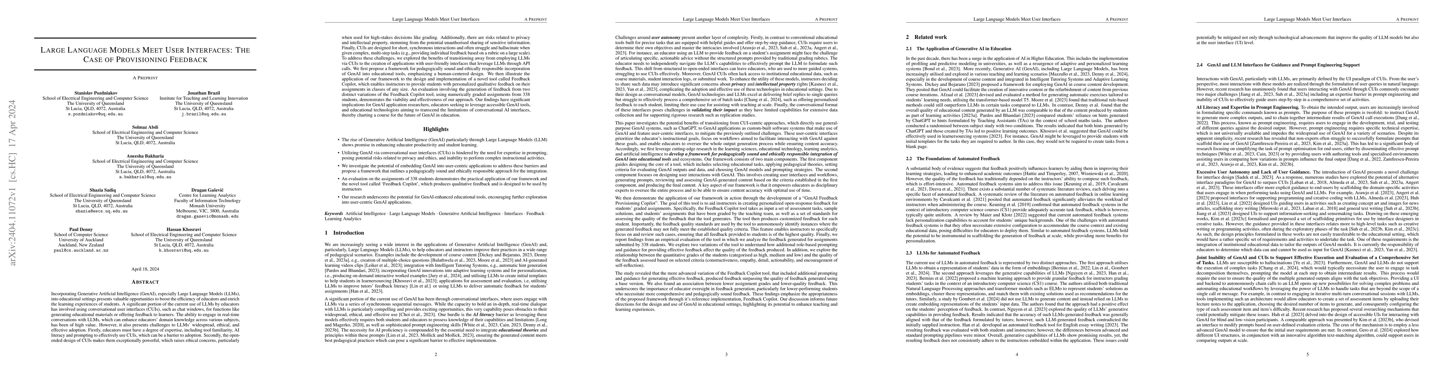 Thumbnail for Large Language Models Meet User Interfaces: The Case of Provisioning
  Feedback
