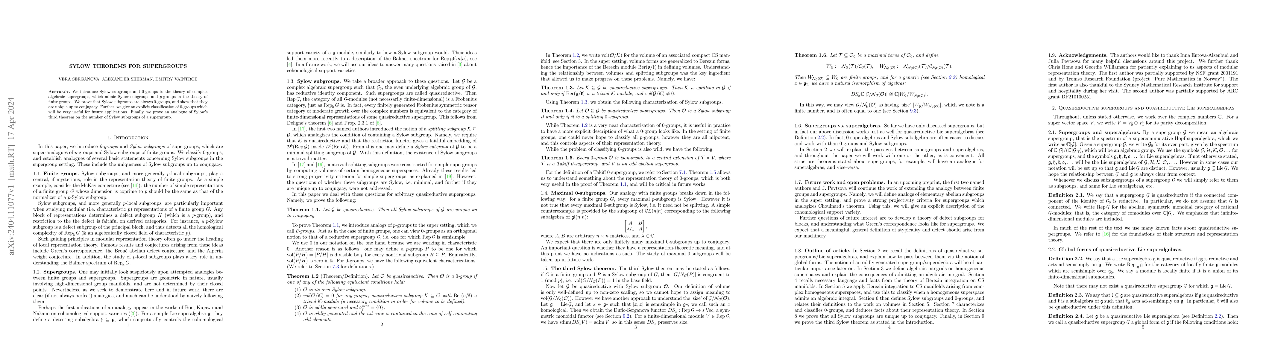 Thumbnail for Sylow theorems for supergroups
