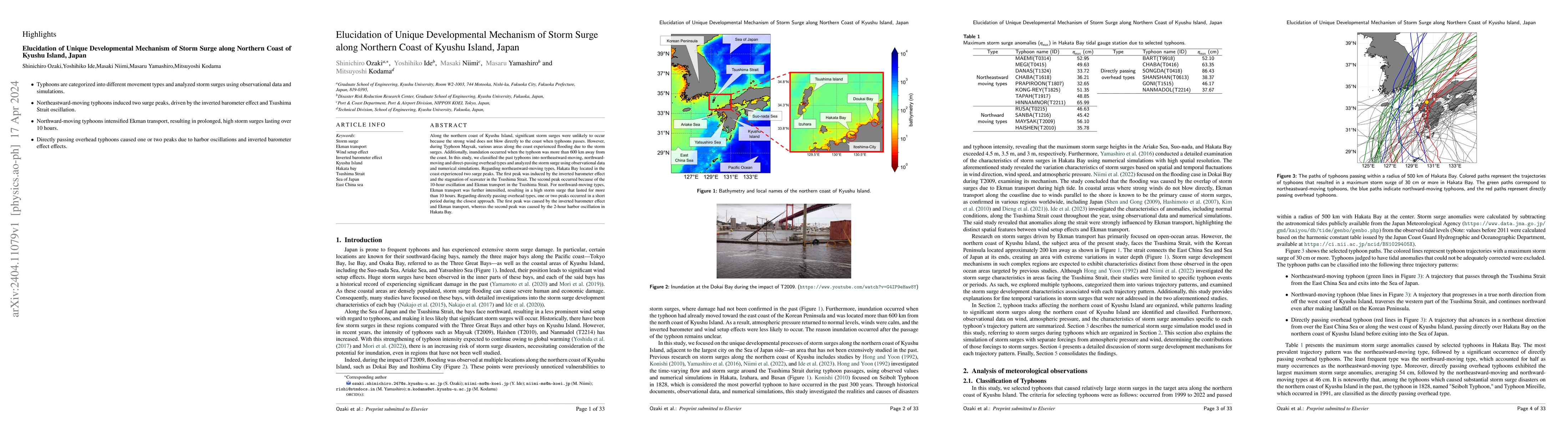 Thumbnail for Elucidation of Unique Developmental Mechanism of Storm Surge along
  Northern Coast of Kyushu Island, Japan