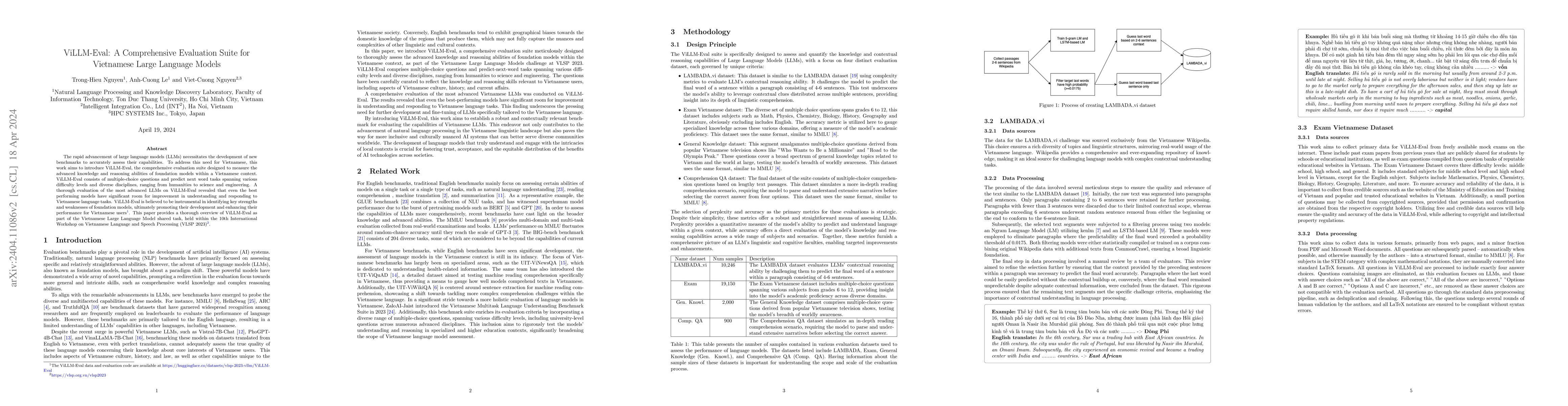 Thumbnail for ViLLM-Eval: A Comprehensive Evaluation Suite for Vietnamese Large
  Language Models