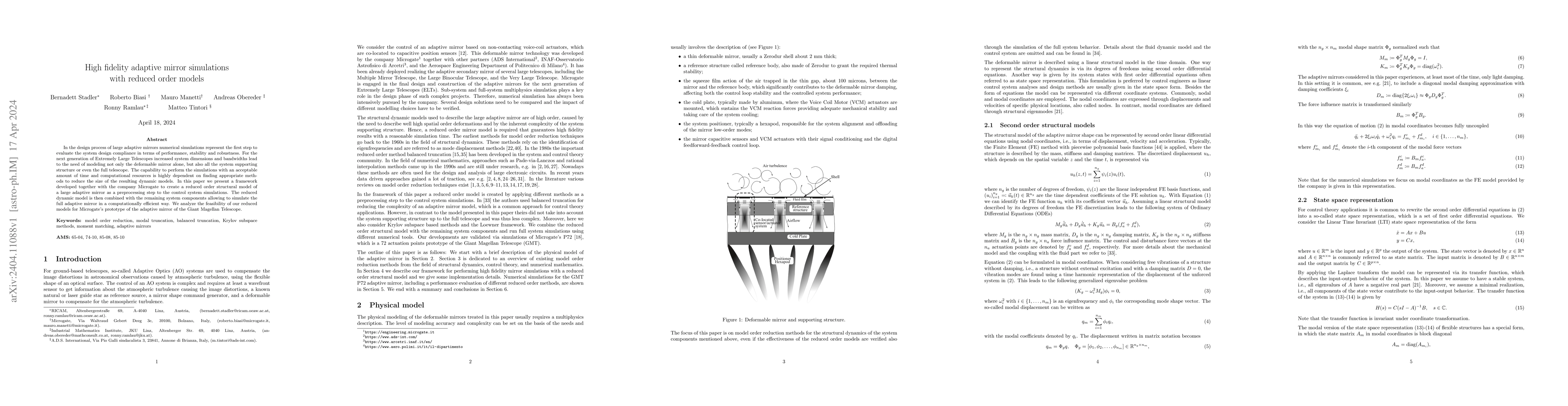 Thumbnail for High fidelity adaptive mirror simulations with reduced order models