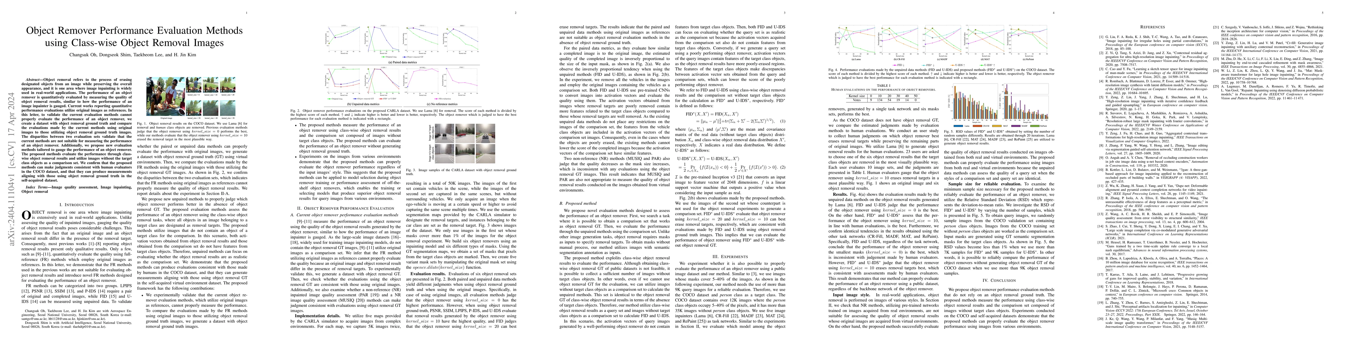 Thumbnail for Object Remover Performance Evaluation Methods using Class-wise Object
  Removal Images