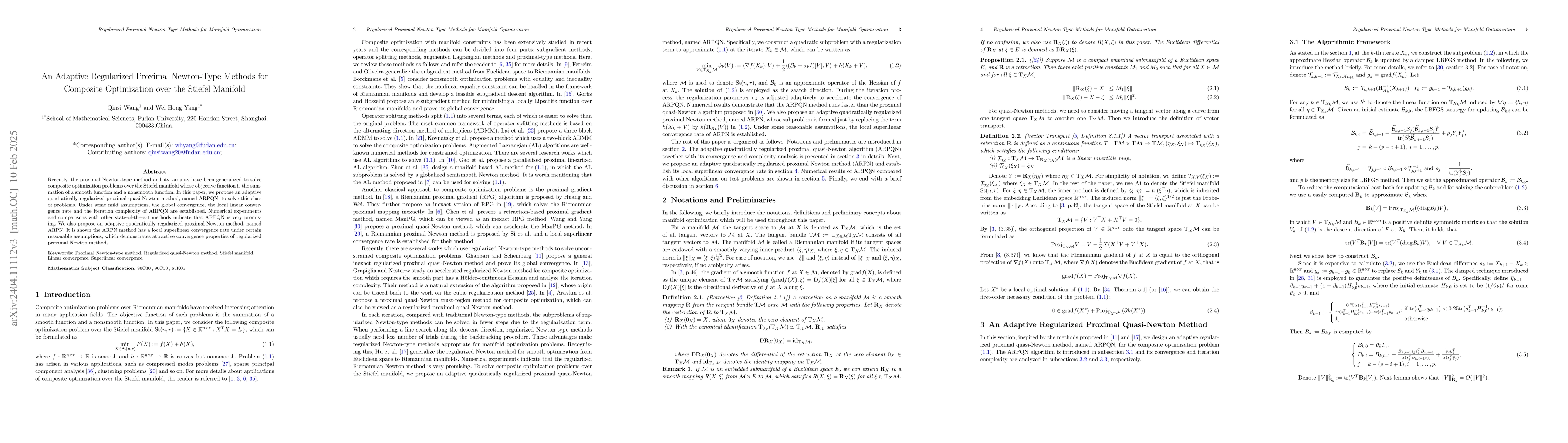 Thumbnail for An Adaptive Regularized Proximal Newton-Type Methods for Composite
  Optimization over the Stiefel Manifold