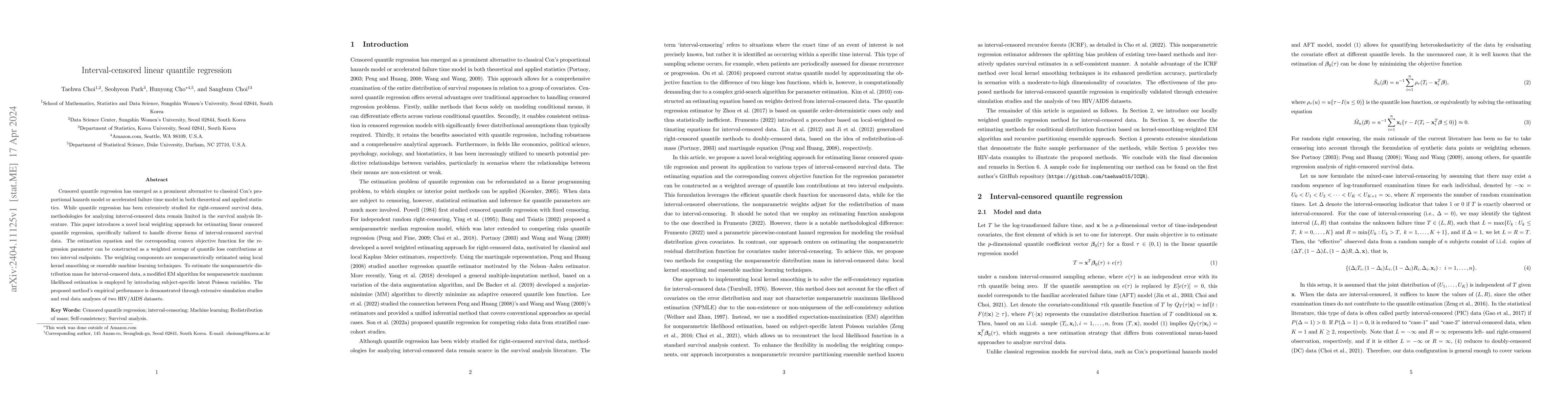 Thumbnail for Interval-censored linear quantile regression