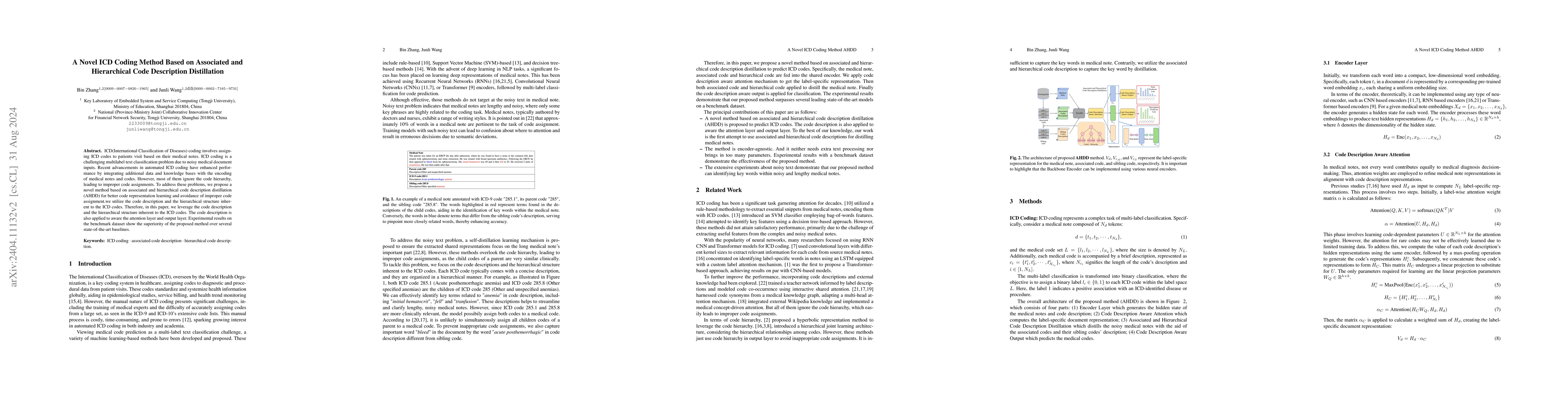 Thumbnail for A Novel ICD Coding Framework Based on Associated and Hierarchical Code
  Description Distillation