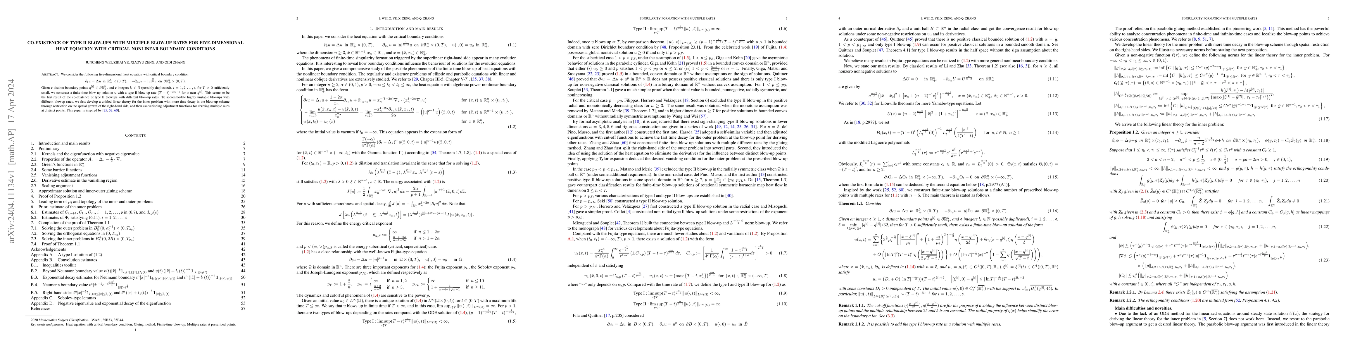 Thumbnail for Co-existence of Type II blow-ups with multiple blow-up rates for
  five-dimensional heat equation with critical nonlinear boundary conditions