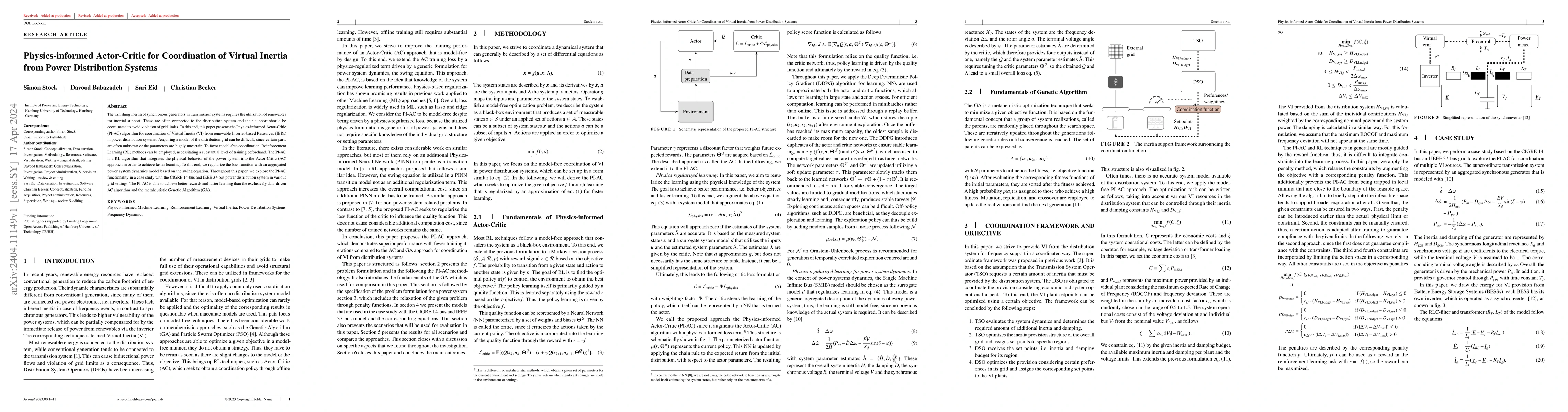 Thumbnail for Physics-informed Actor-Critic for Coordination of Virtual Inertia from
  Power Distribution Systems