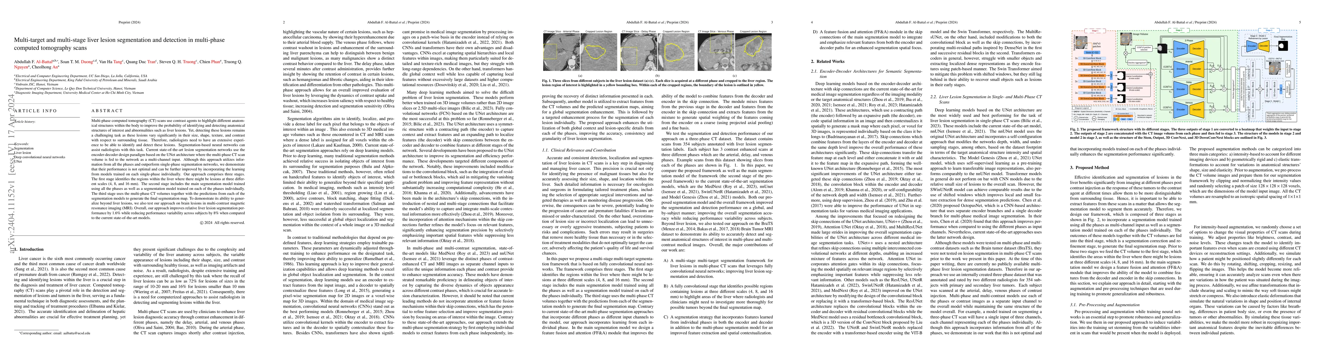 Thumbnail for Multi-target and multi-stage liver lesion segmentation and detection in
  multi-phase computed tomography scans