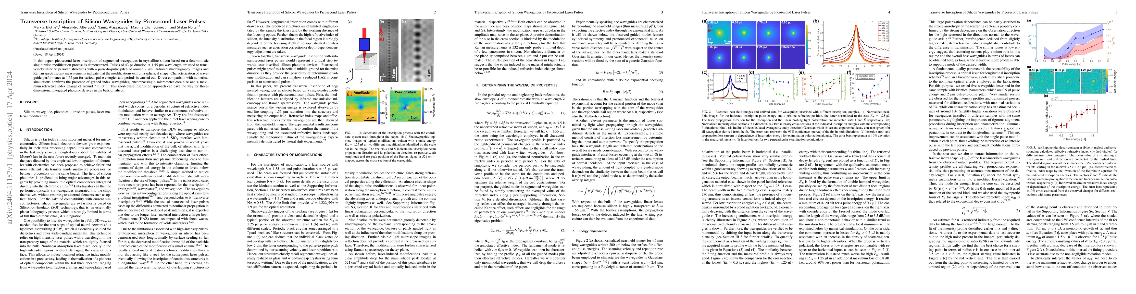 Thumbnail for Transverse Inscription of Silicon Waveguides by Picosecond Laser Pulses