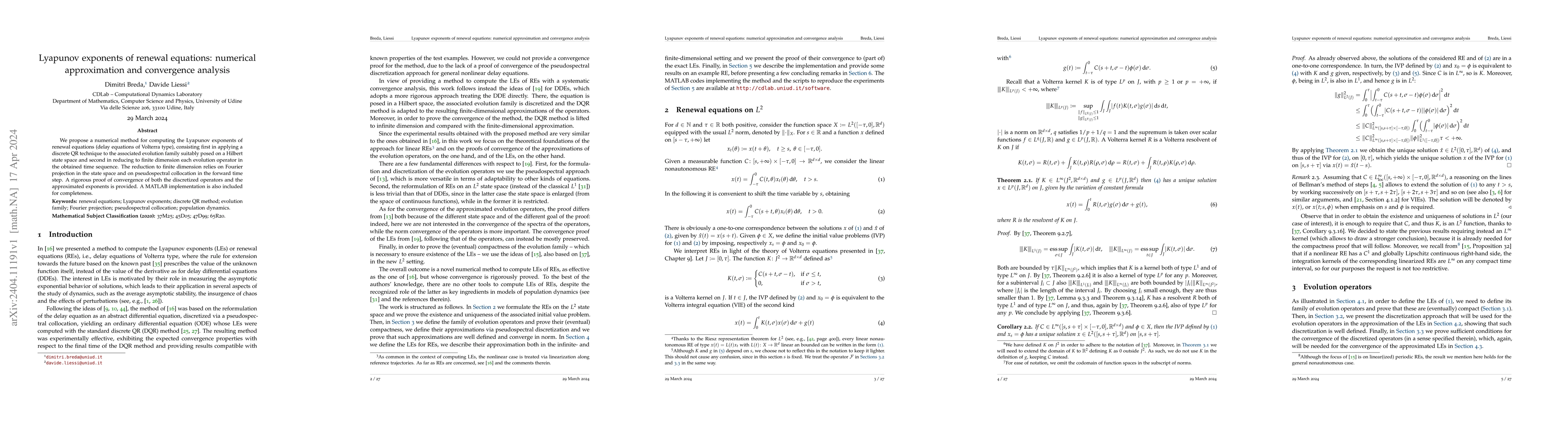 Thumbnail for Lyapunov exponents of renewal equations: numerical approximation and
  convergence analysis