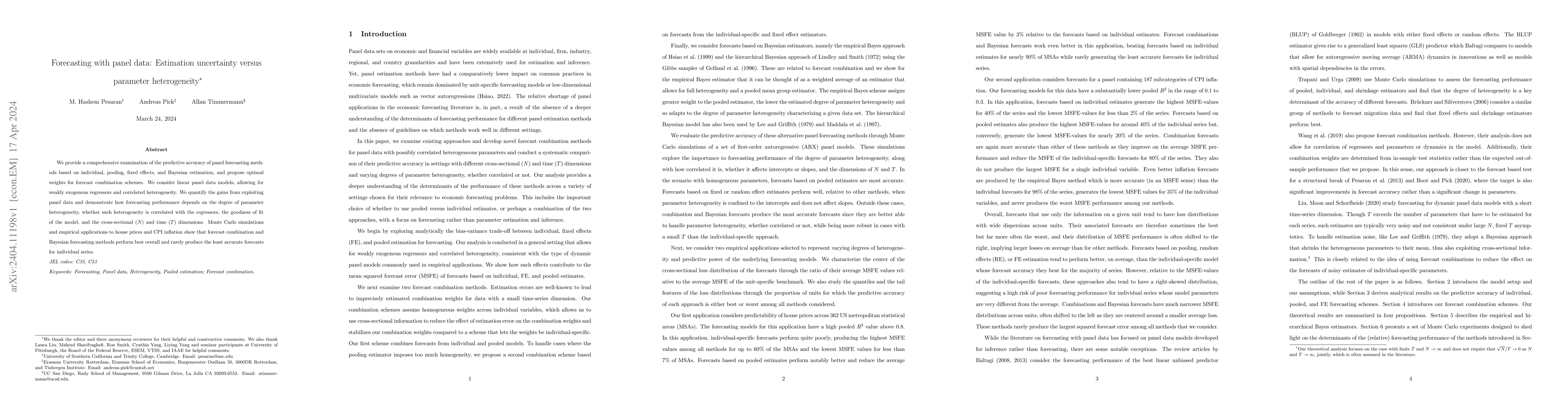 Thumbnail for Forecasting with panel data: Estimation uncertainty versus parameter
  heterogeneity