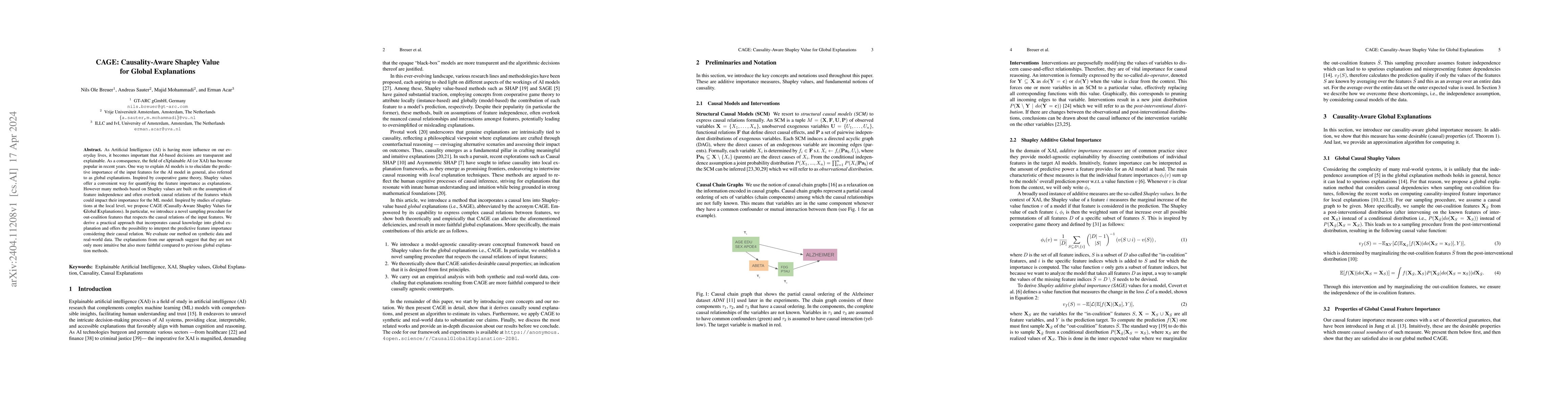 Thumbnail for CAGE: Causality-Aware Shapley Value for Global Explanations