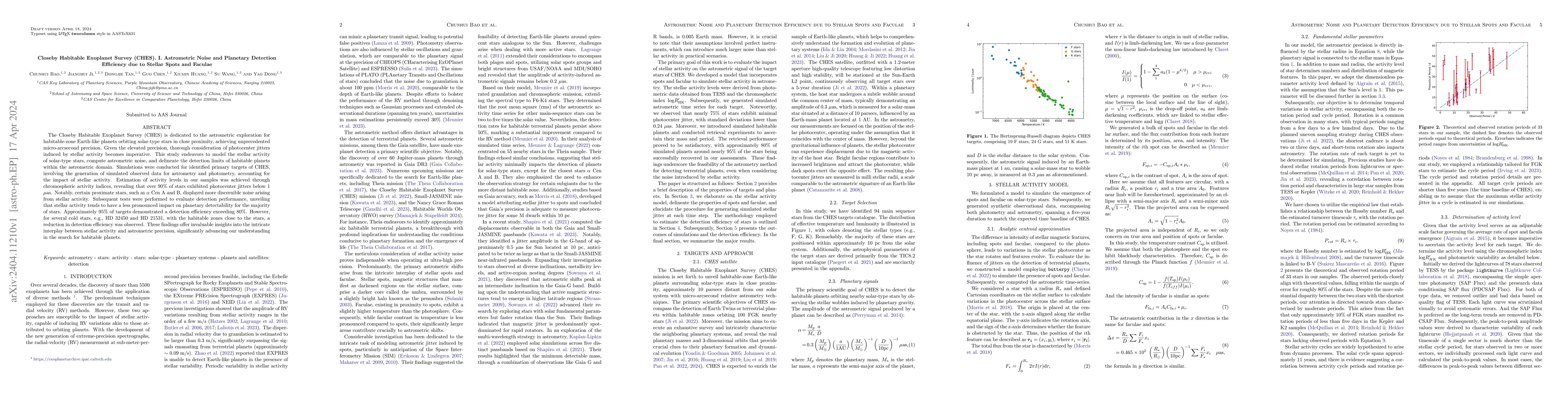 Thumbnail for Closeby Habitable Exoplanet Survey (CHES). I. Astrometric Noise and
  Planetary Detection Efficiency due to Stellar Spots and Faculae