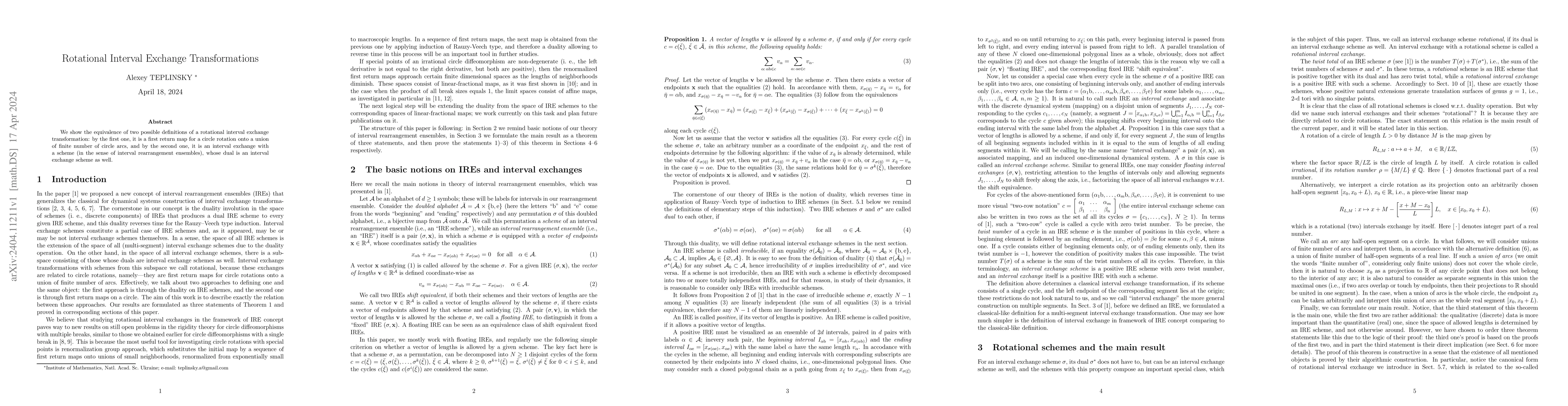 Thumbnail for Rotational Interval Exchange Transformations
