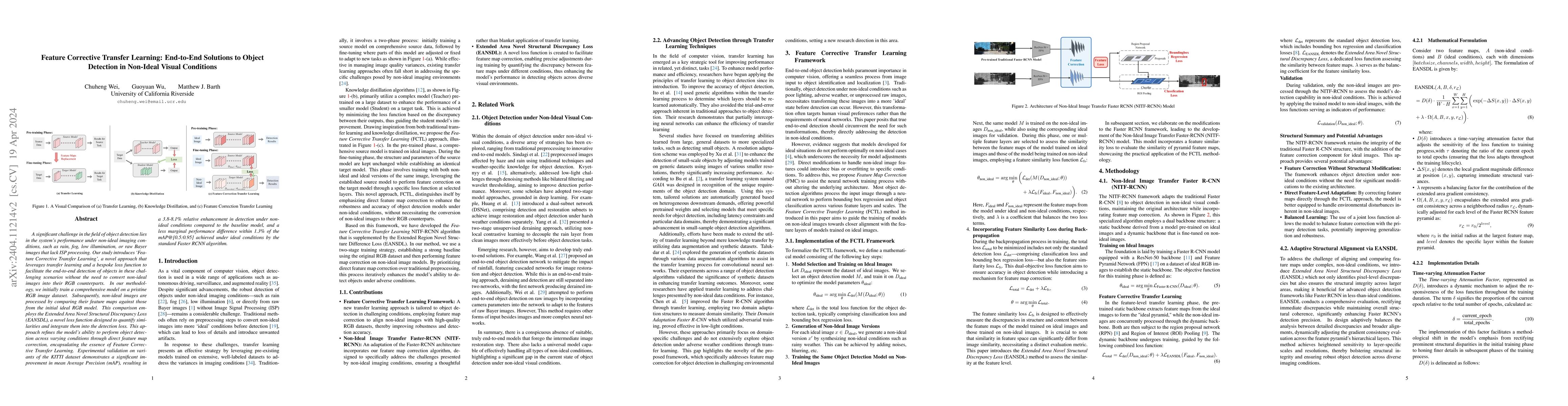 Thumbnail for Feature Corrective Transfer Learning: End-to-End Solutions to Object
  Detection in Non-Ideal Visual Conditions