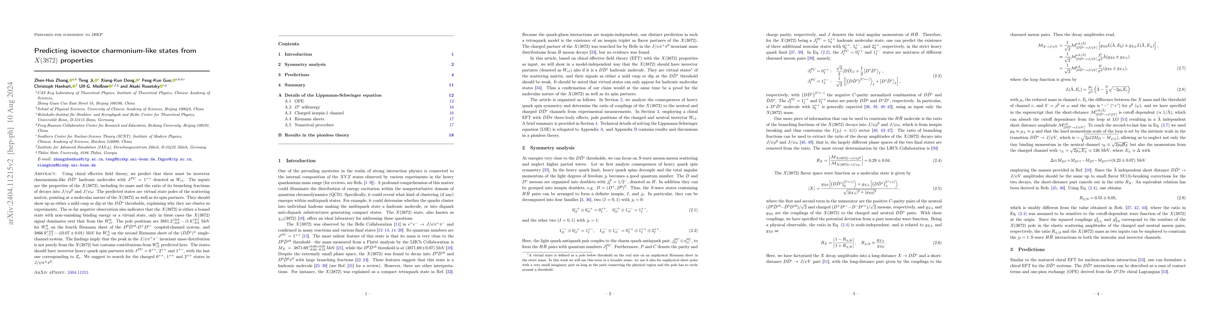 Thumbnail for Predicting isovector charmonium-like states from X(3872) properties