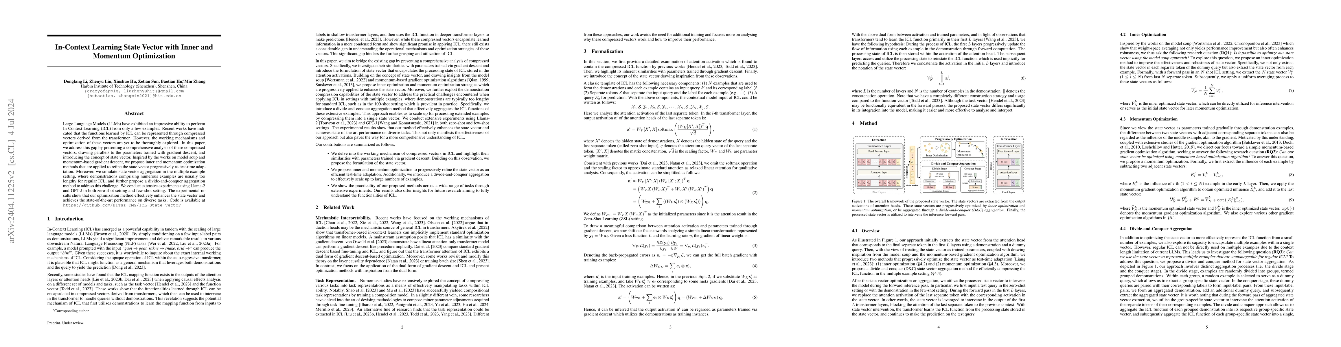 Thumbnail for In-Context Learning State Vector with Inner and Momentum Optimization