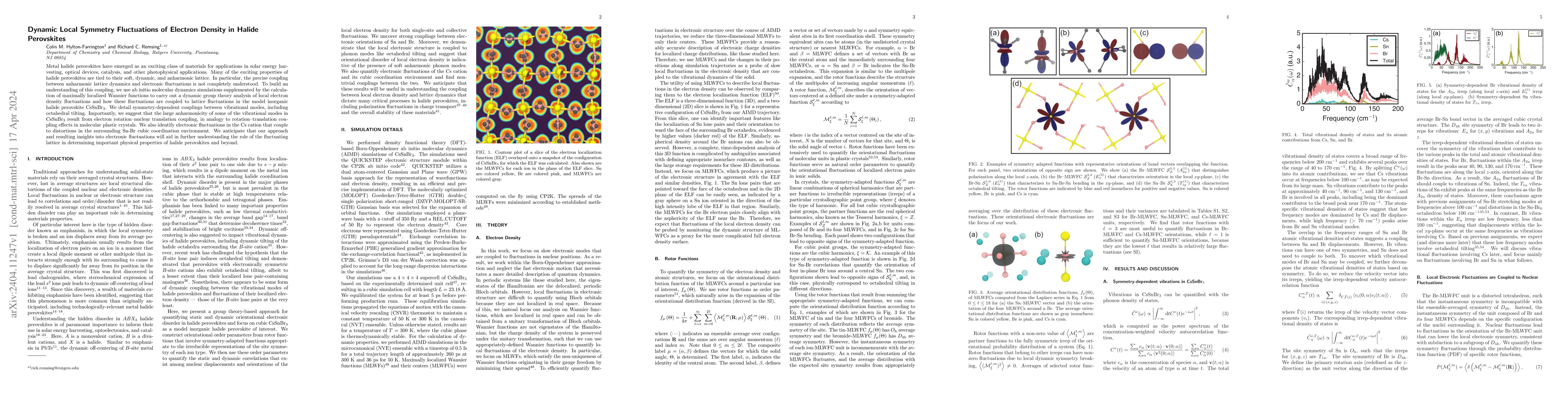 Thumbnail for Dynamic Local Symmetry Fluctuations of Electron Density in Halide
  Perovskites