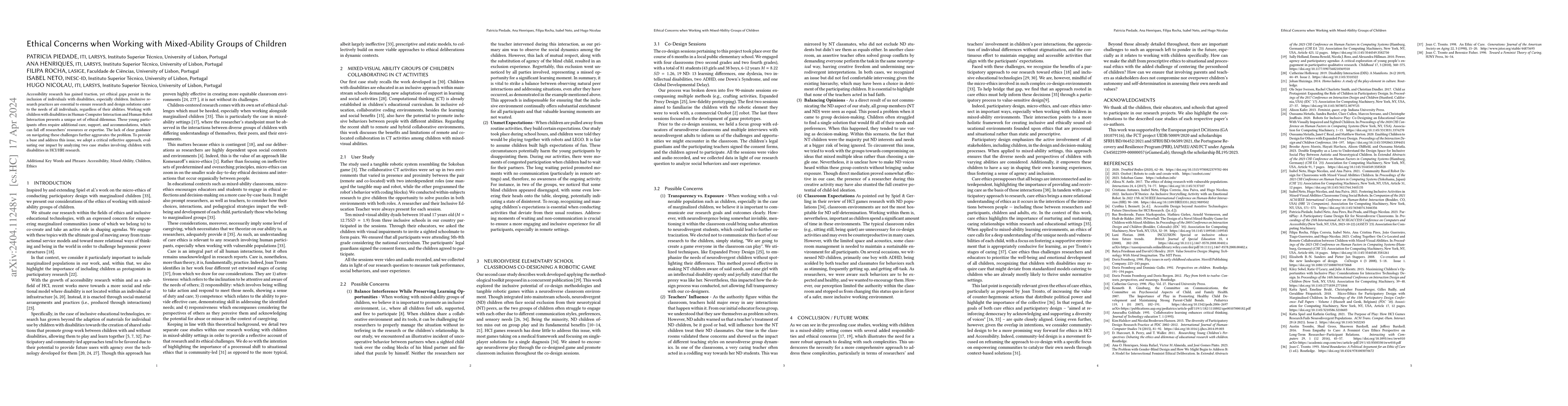 Thumbnail for Ethical Concerns when Working with Mixed-Ability Groups of Children