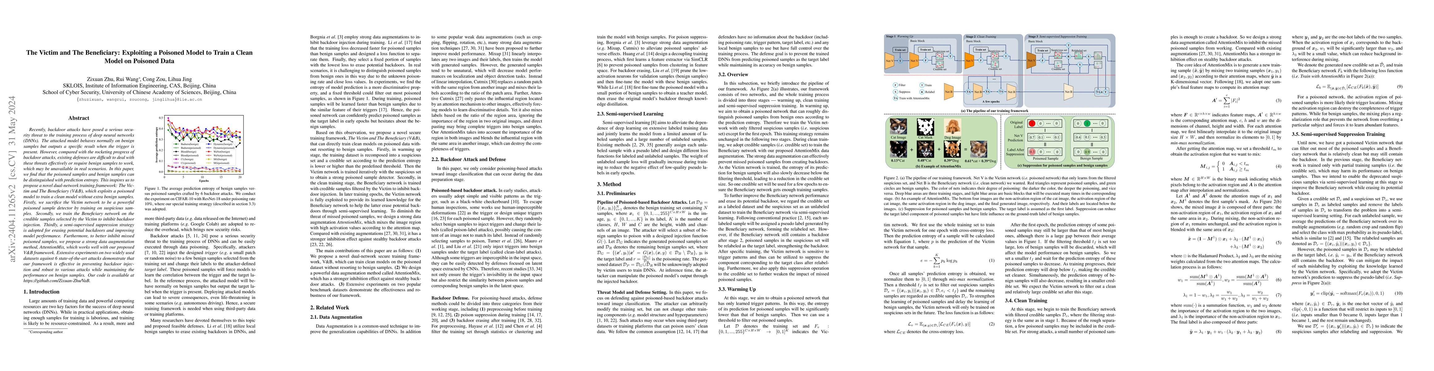 Thumbnail for The Victim and The Beneficiary: Exploiting a Poisoned Model to Train a
  Clean Model on Poisoned Data
