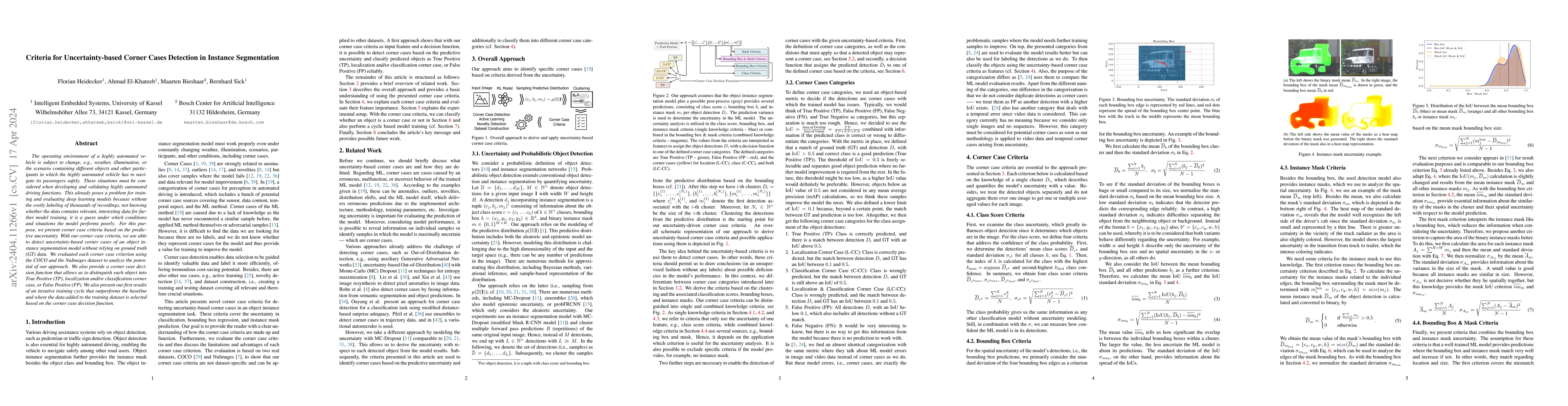 Thumbnail for Criteria for Uncertainty-based Corner Cases Detection in Instance
  Segmentation