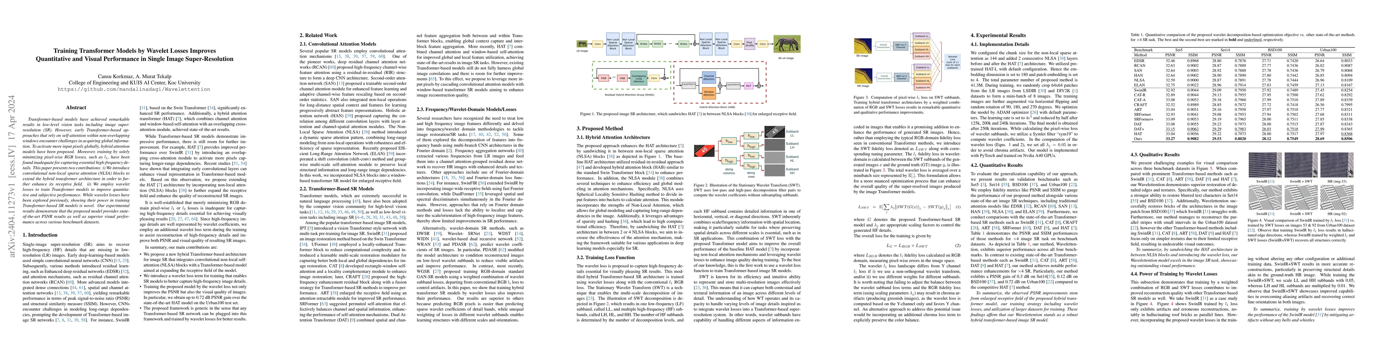 Thumbnail for Training Transformer Models by Wavelet Losses Improves Quantitative and
  Visual Performance in Single Image Super-Resolution