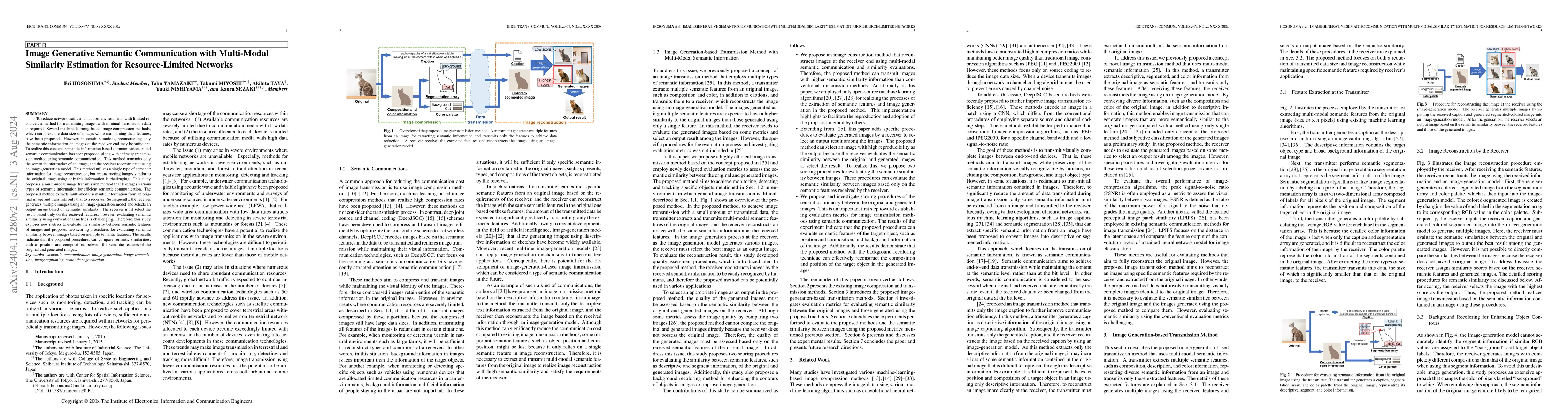 Thumbnail for Image Generative Semantic Communication with Multi-Modal Similarity
  Estimation for Resource-Limited Networks