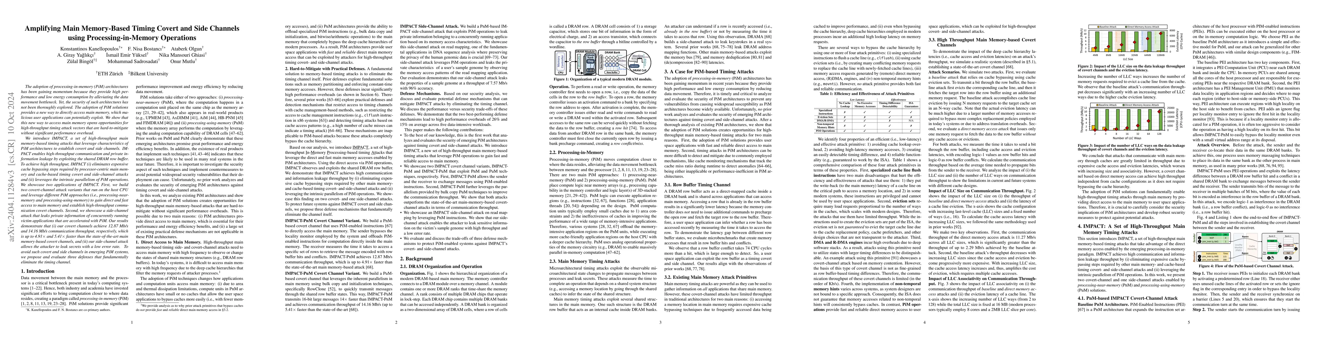 Thumbnail for Amplifying Main Memory-Based Timing Covert and Side Channels using
  Processing-in-Memory Operations