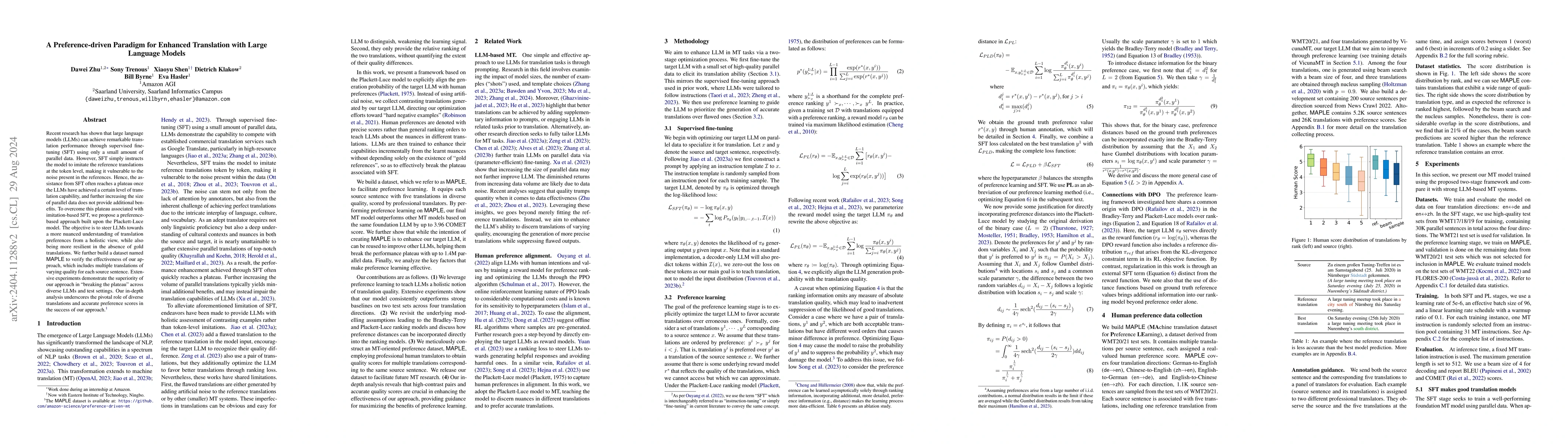 Thumbnail for A Preference-driven Paradigm for Enhanced Translation with Large
  Language Models