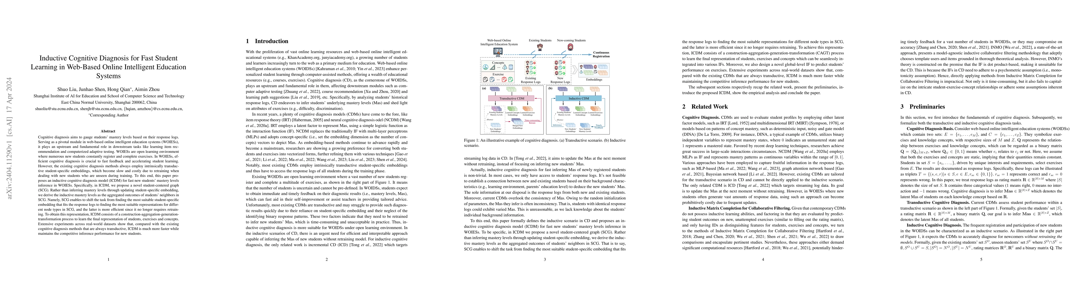 Thumbnail for Inductive Cognitive Diagnosis for Fast Student Learning in Web-Based
  Online Intelligent Education Systems