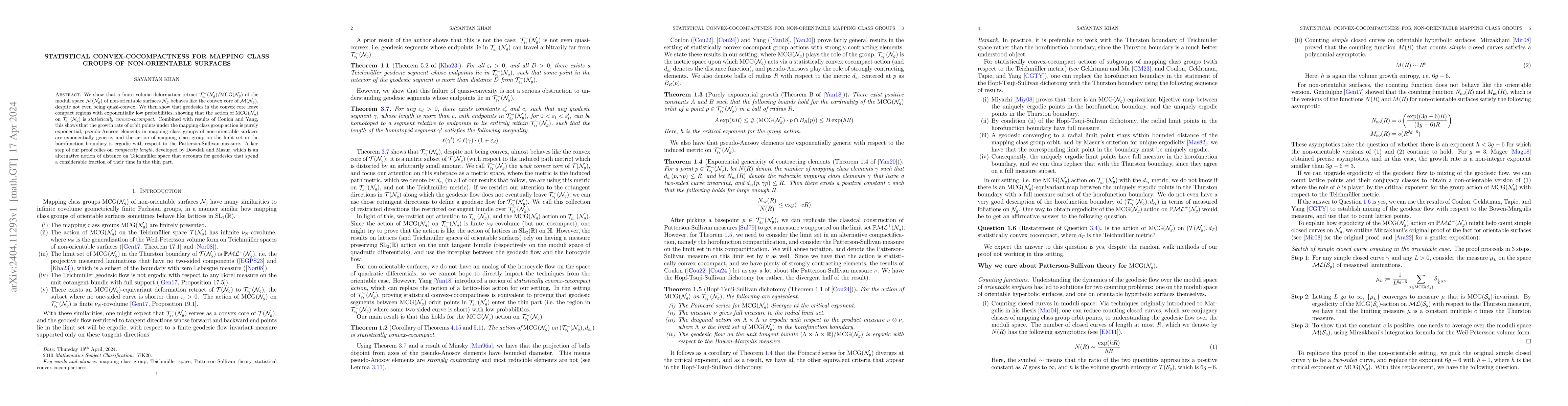 Thumbnail for Statistical convex-cocompactness for mapping class groups of
  non-orientable surfaces