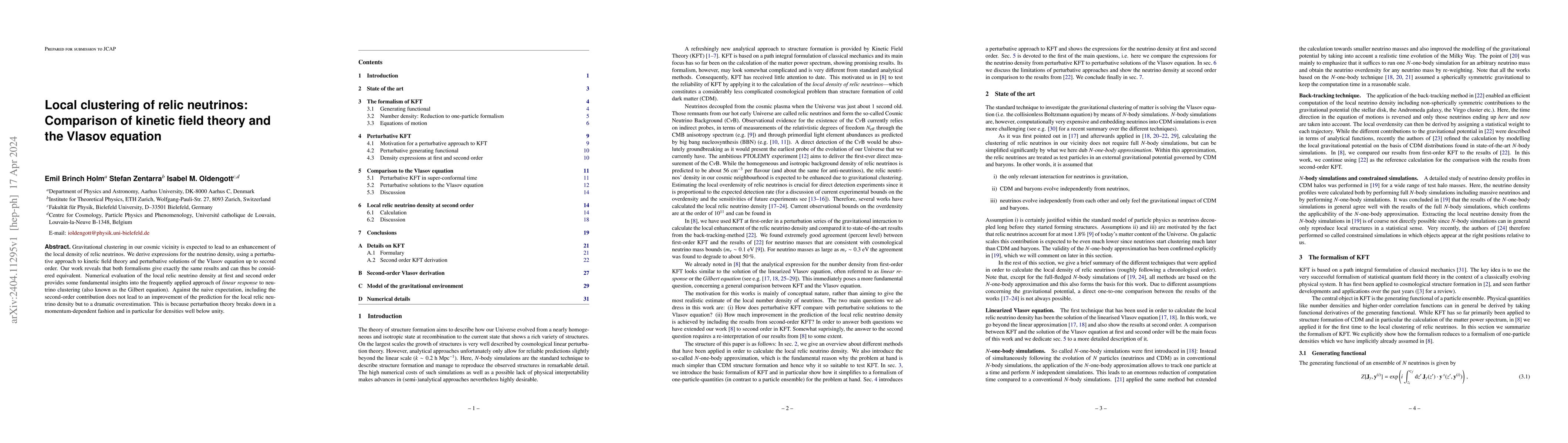 Thumbnail for Local clustering of relic neutrinos: Comparison of kinetic field theory
  and the Vlasov equation
