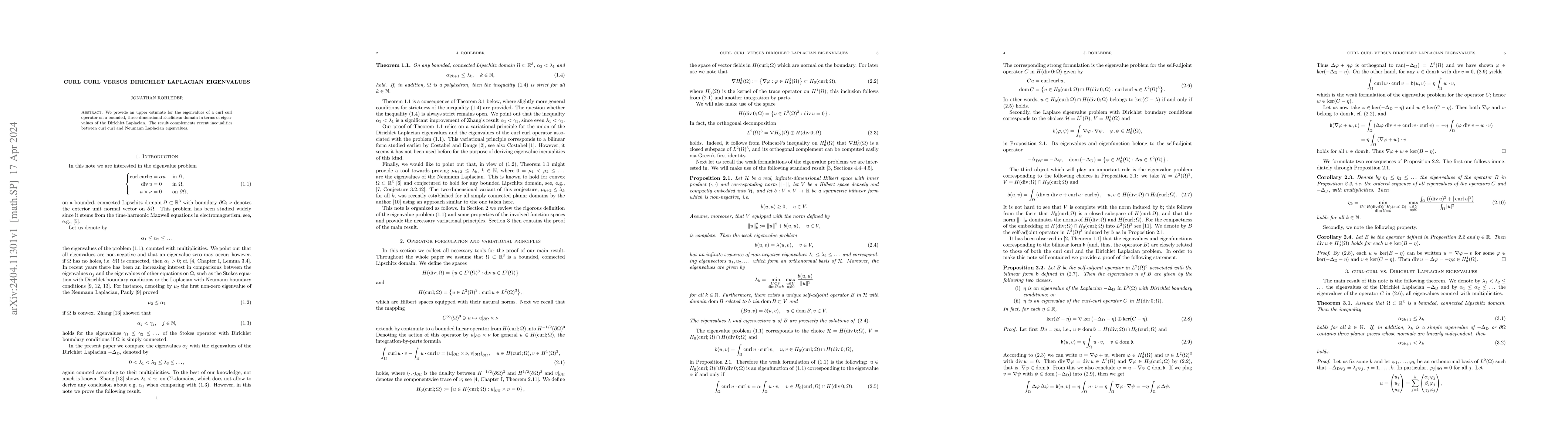 Thumbnail for Curl curl versus Dirichlet Laplacian eigenvalues