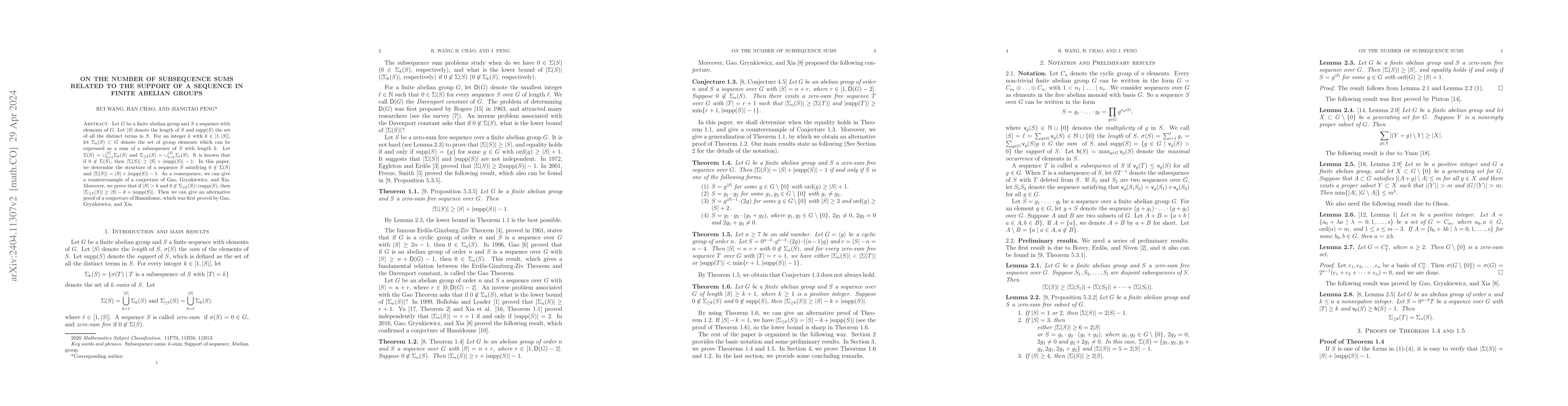 Thumbnail for On the number of subsequence sums related to the support of a sequence
  in finite abelian groups