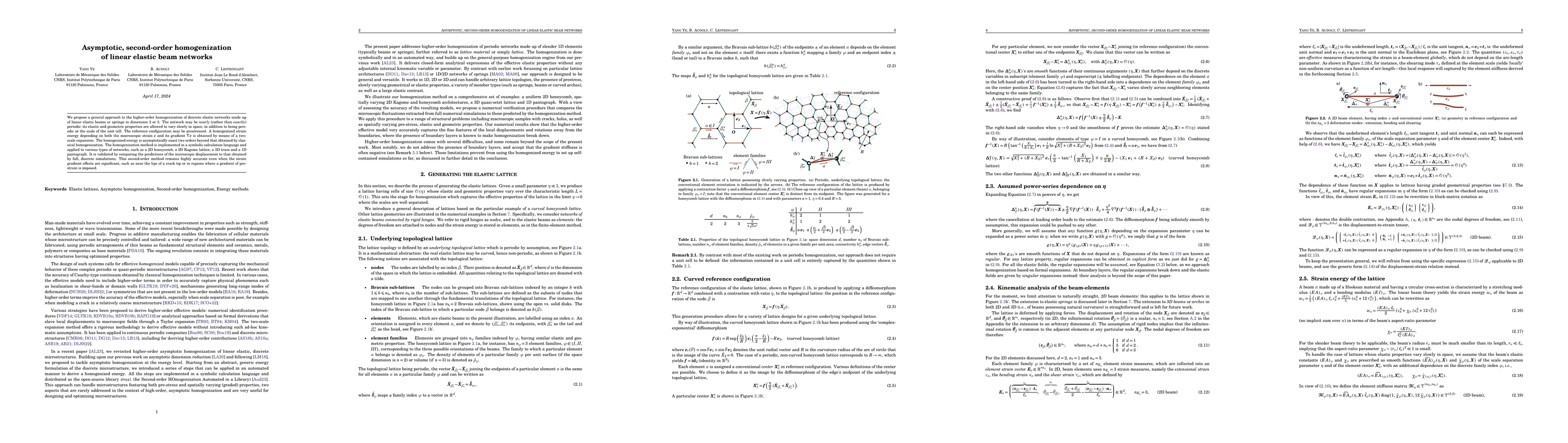 Thumbnail for Asymptotic, second-order homogenization of linear elastic beam networks