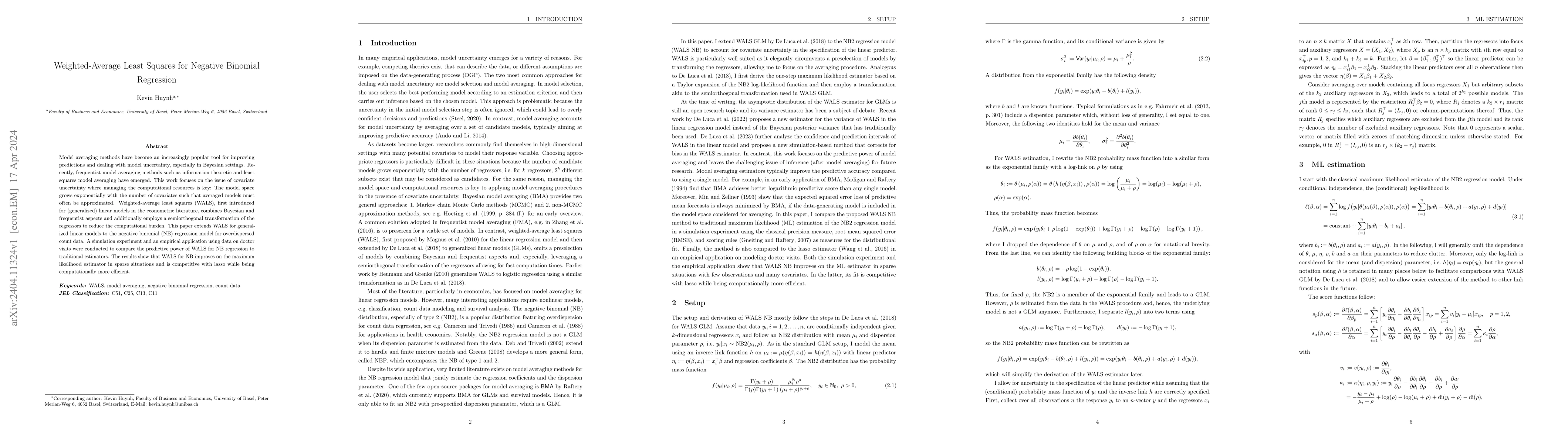 Thumbnail for Weighted-Average Least Squares for Negative Binomial Regression