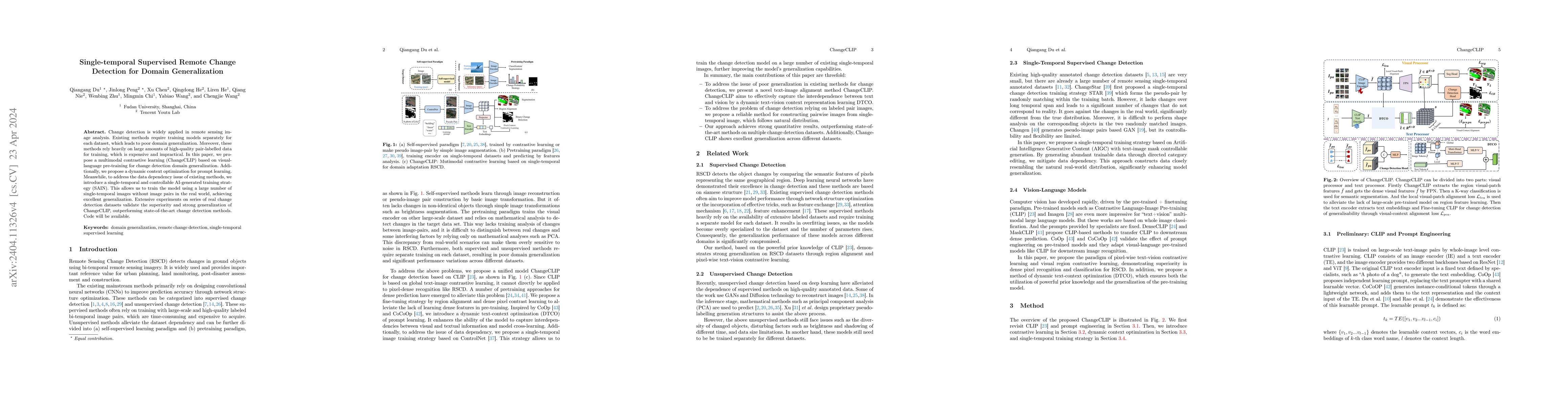 Thumbnail for Single-temporal Supervised Remote Change Detection for Domain
  Generalization