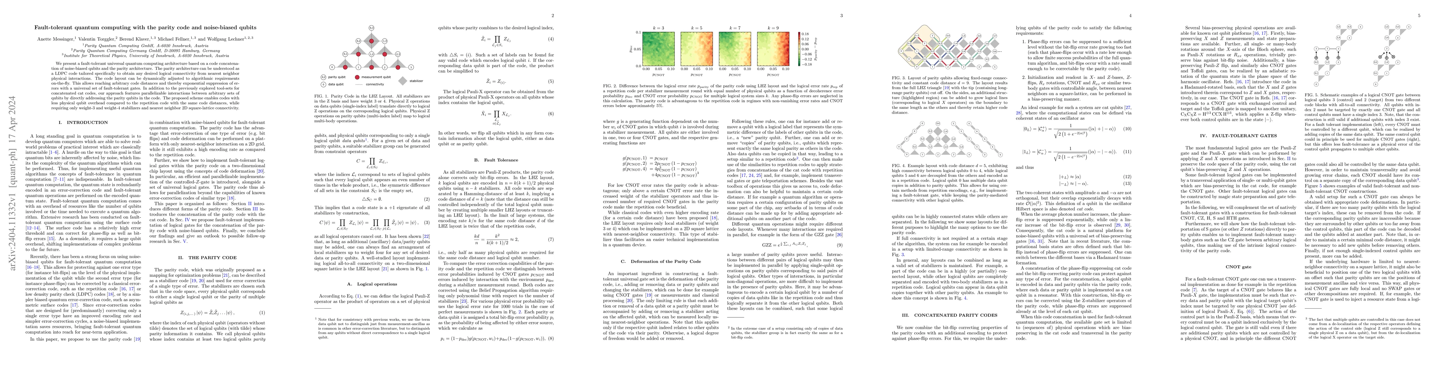 Thumbnail for Fault-tolerant quantum computing with the parity code and noise-biased
  qubits