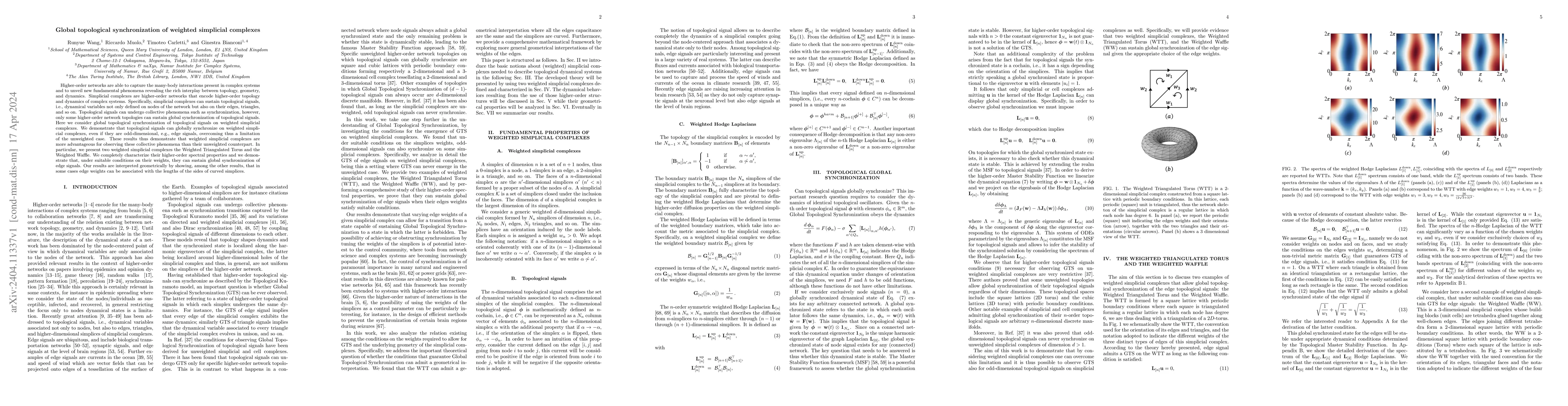 Thumbnail for Global topological synchronization of weighted simplicial complexes