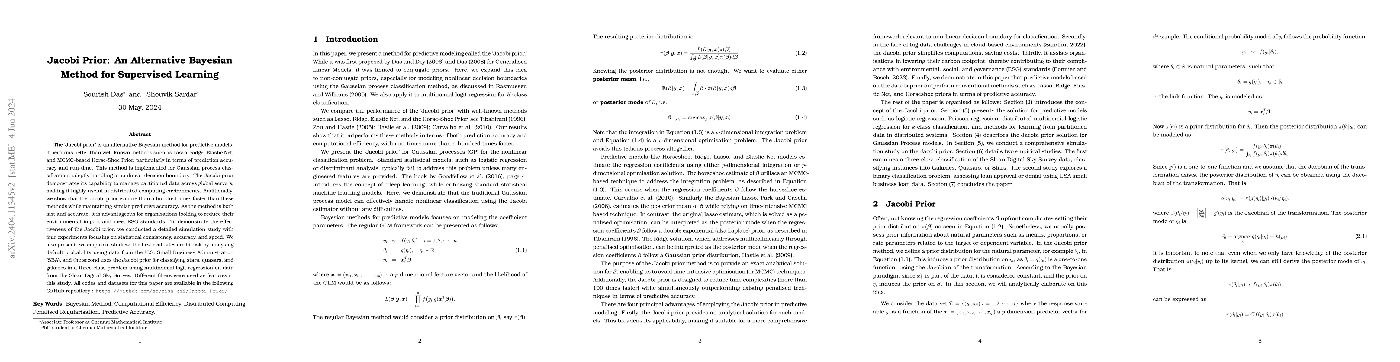 Thumbnail for Jacobi Prior: An Alternative Bayesian Method for Supervised Learning