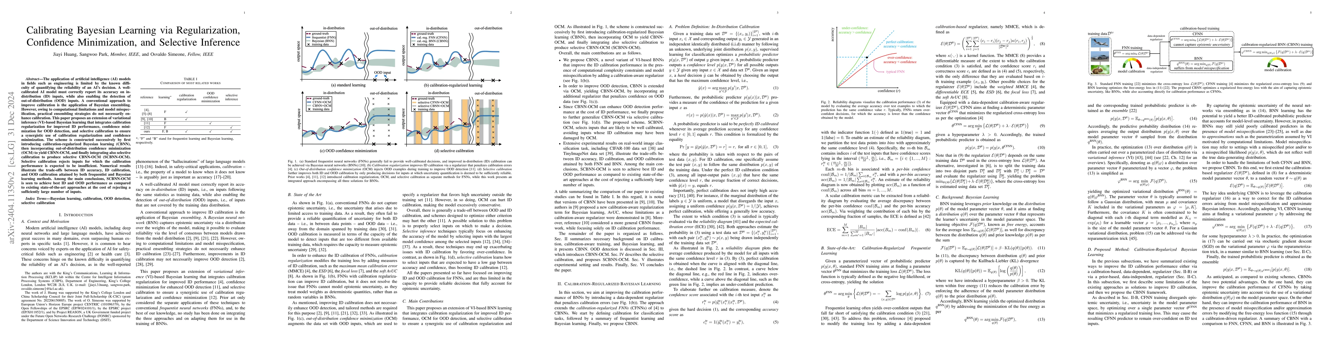 Thumbnail for Calibrating Bayesian Learning via Regularization, Confidence
  Minimization, and Selective Inference