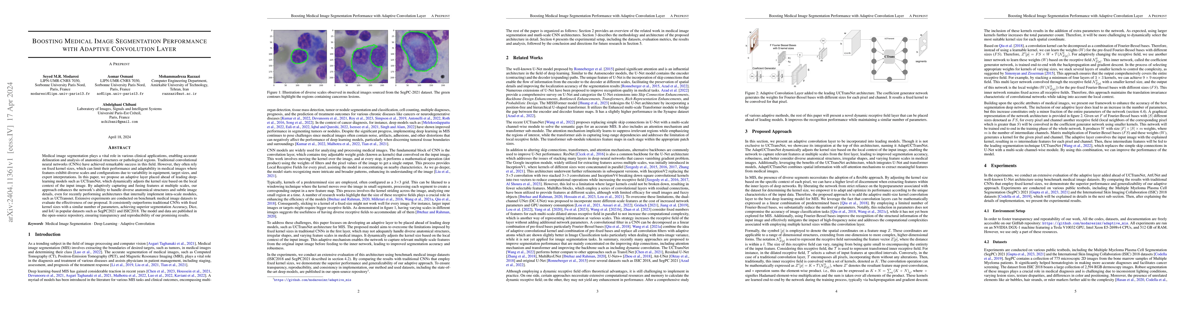 Thumbnail for Boosting Medical Image Segmentation Performance with Adaptive
  Convolution Layer