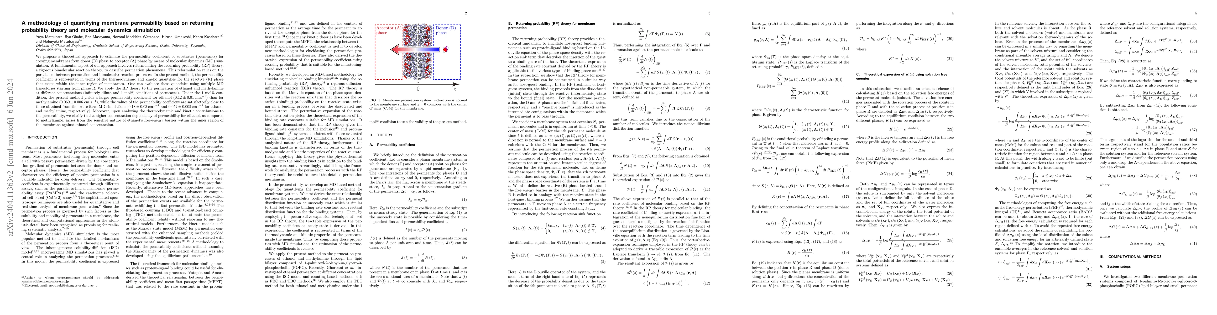 Thumbnail for A methodology of quantifying membrane permeability based on returning
  probability theory and molecular dynamics simulation