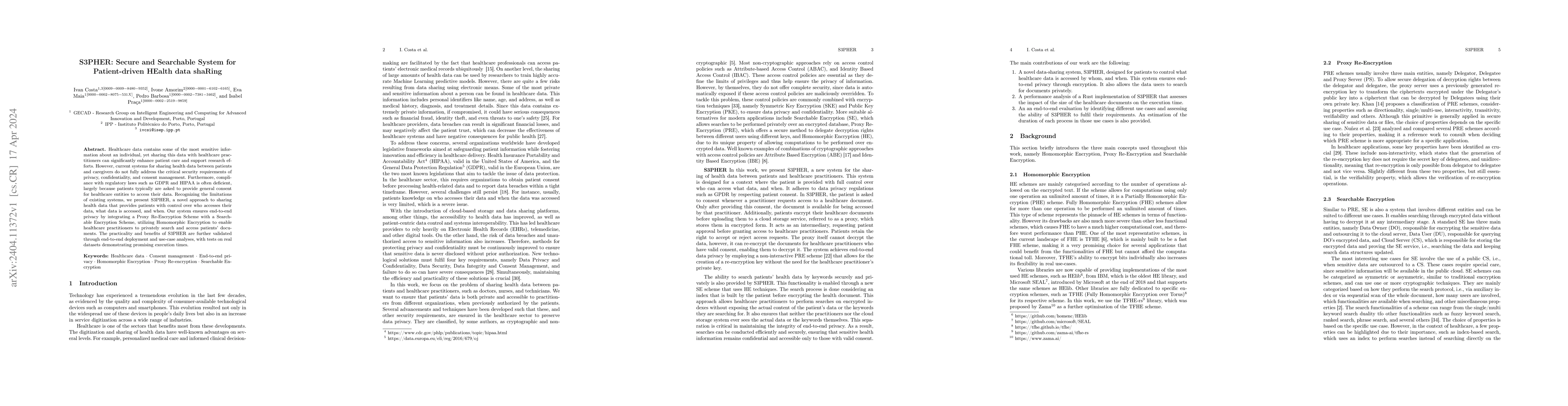 Thumbnail for S3PHER: Secure and Searchable System for Patient-driven HEalth data
  shaRing