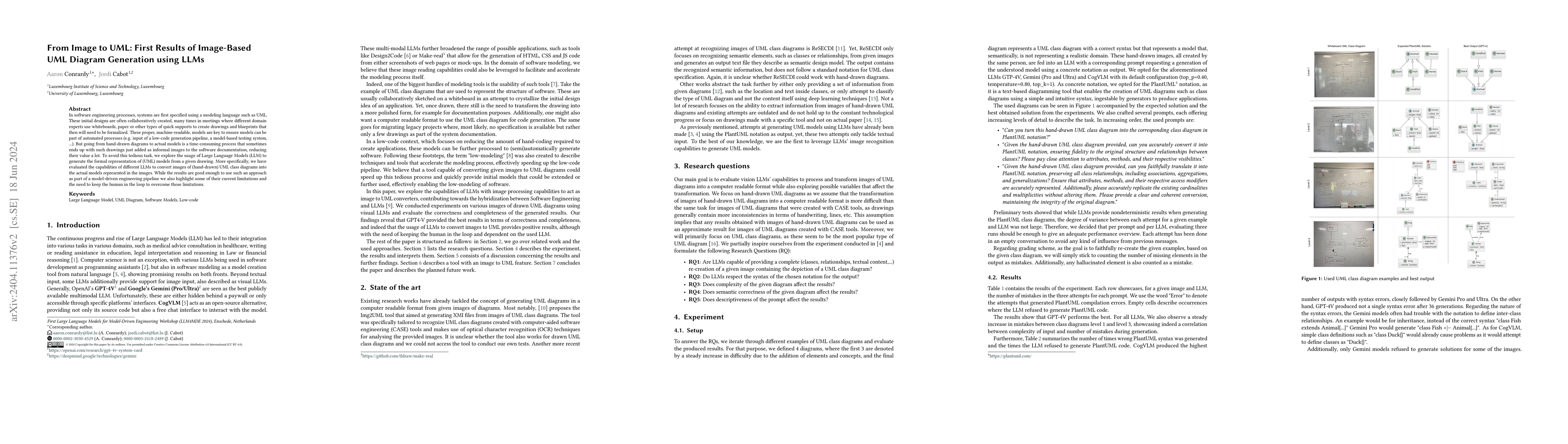 Thumbnail for From Image to UML: First Results of Image Based UML Diagram Generation
  Using LLMs
