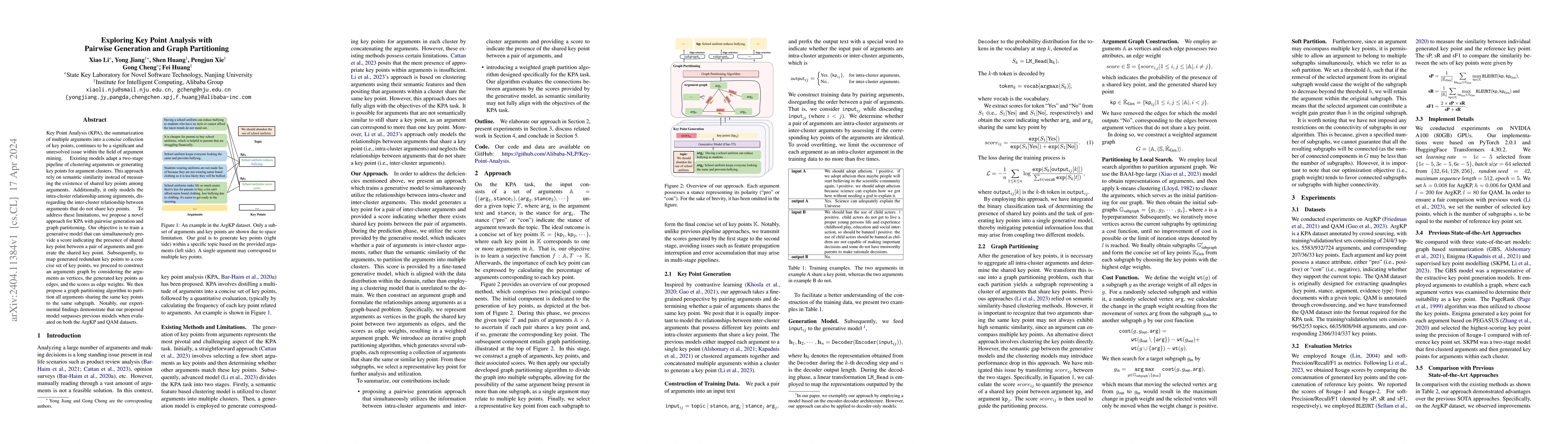 Thumbnail for Exploring Key Point Analysis with Pairwise Generation and Graph
  Partitioning