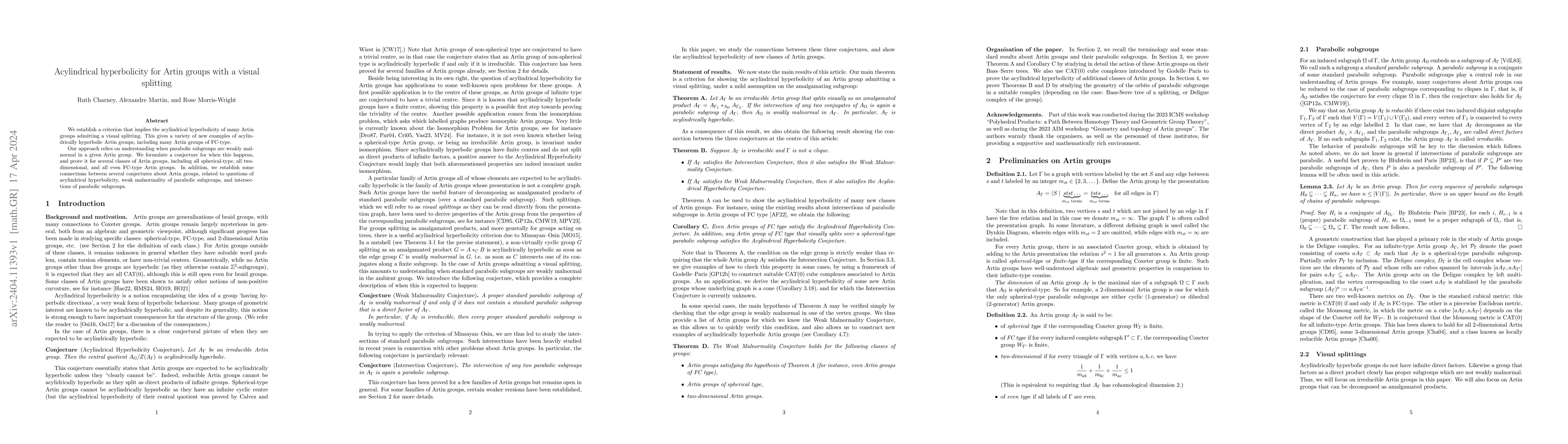 Thumbnail for Acylindrical hyperbolicity for Artin groups with a visual splitting