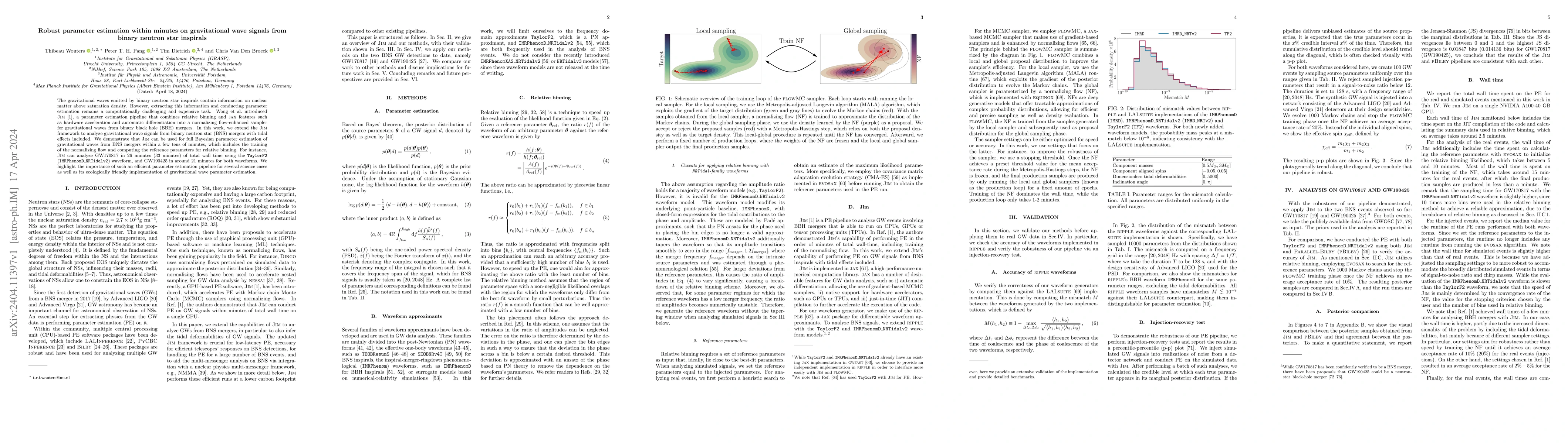 Thumbnail for Robust parameter estimation within minutes on gravitational wave signals
  from binary neutron star inspirals