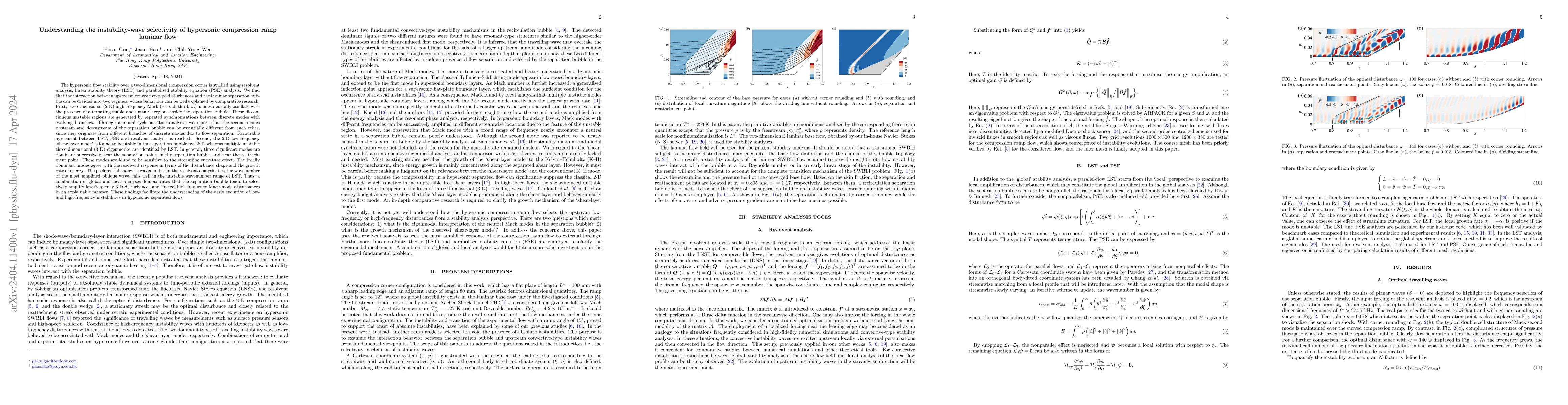 Thumbnail for Understanding the instability-wave selectivity of hypersonic compression
  ramp laminar flow