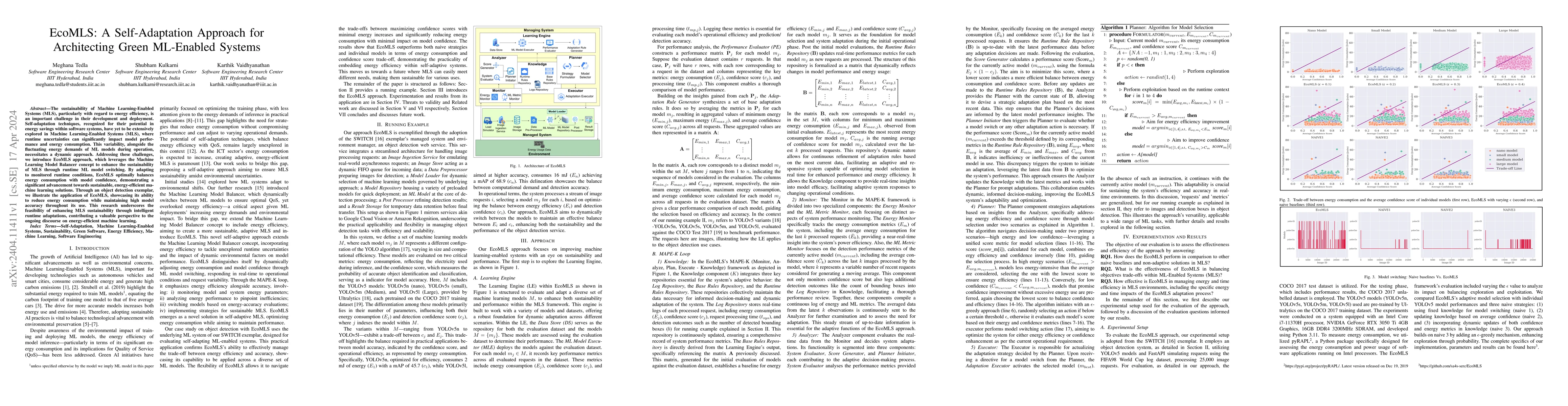 Thumbnail for EcoMLS: A Self-Adaptation Approach for Architecting Green ML-Enabled
  Systems